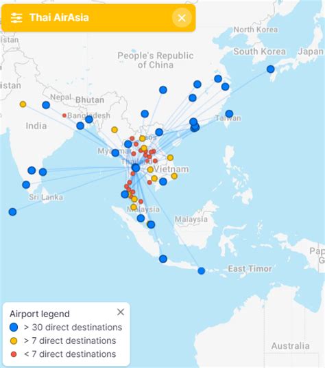 AirAsia flight destinations and schedules to & from Perth Airport (PER).